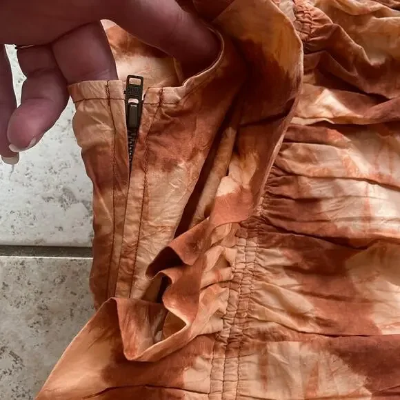 ULLA JOHNSON Senta One-Shoulder Tie Dye Stripe Cotton Top Sequoia - Picture 16 of 16